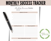 Monthly Success Tracker Printable, Goal Tracker Monthly Template