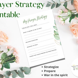 Prayer Warrior Printable for War Room Prayer, Faith Planner Insert, Prayer Worksheet, Christian Prayer Planner PDF