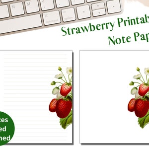 Papel de diario con diseño de fresa, estética cottagecore, descarga instantánea