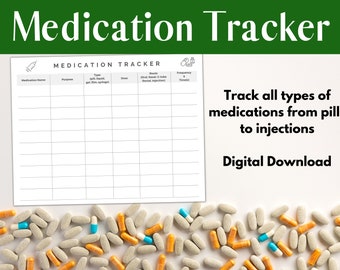 Medication Tracker, Printable Medicine Tracking Sheet - Health Printable, Medicine Sheet