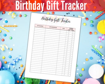 Birthday Gift Tracker | Birthday Present Tracking Printable