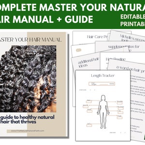 How to Take Care of Natural Hair - A Planner for Hair Growth and Hair Routines | Natural Hair Workbook Guide - Printable & Editable