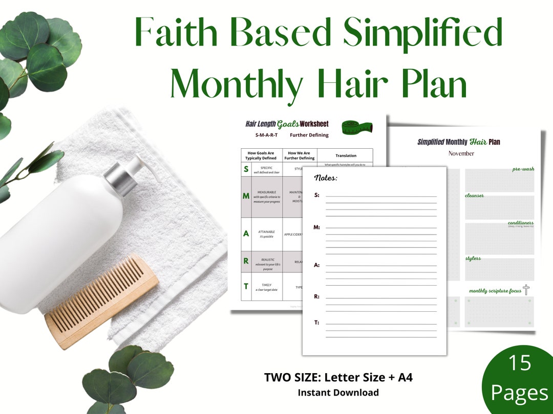 Monthly Printable Hair Planner, Bible Based Hair Plan, Minimalist Monthly Hair Routine ...