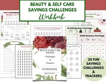 Beauty Savings Challenge Workbook | Printable Self Care Money Saving Worksheets