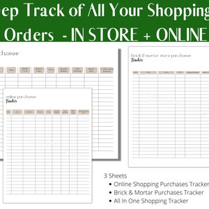 Purchases Tracker - Online Shopping and In Store Shopping Printable