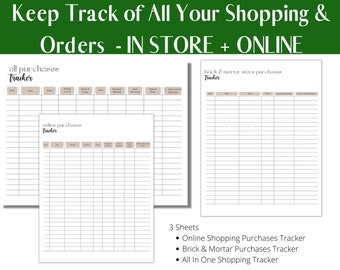 Purchases Tracker - Online Shopping and In Store Shopping Printable