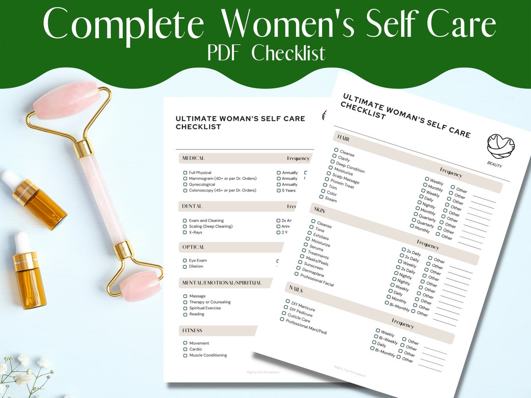 Women's Self Care Checklist, Health and Beauty Routine Checklist and ...
