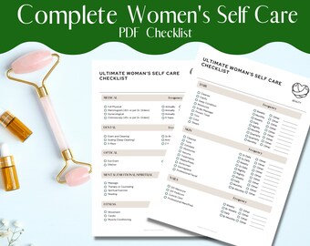 Women's Self Care Checklist, Health and Beauty Routine Checklist and Wellness Printable