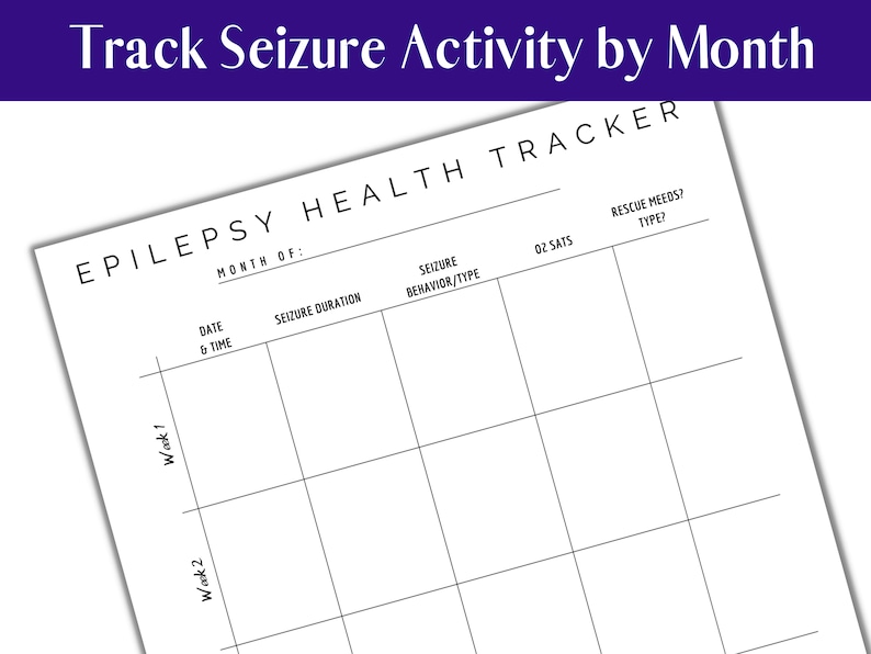 Seizure Tracker, Epilepsy Health Log, Printable Seizure Log, Digital