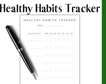 Weekly Habit Tracker Printable for Tracking Health and Wellness Habits, Habit Tracker Template PDF Download
