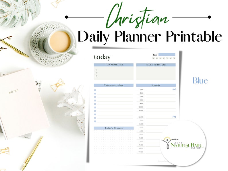 Christian Planner Daily Worksheet, Faith Inspired Agenda, Routine ...