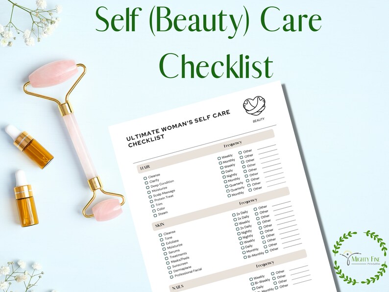 Women's Self Care Checklist, Health and Beauty Routine Checklist and ...