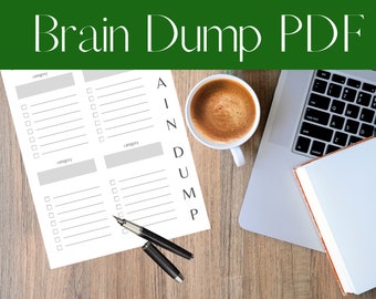 Brain Dump Worksheet, Productivity Planner Insert, Printable Brain Dump PDF, Digital Paper, Daily Planner Page: Instant Download