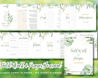 Christian Woman Devotional Journal, Christian Journal Printable Faith Planner, Green and Gold Daily Devotional Planner and Spirit Guide