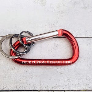Your Custom Message Personalized Name CARABINER Engraved Keyring Keychain Gifts for Him Her Backpack Water bottle Christmas Father&#39;s Day