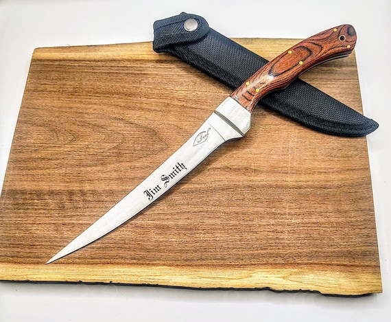 Fish Fillet Knife Personalized FISHING KNIFE & SHEATH Custom Engraved Name Father's Day Gifts for Dad Him Men Grandpa Husband Fisherman