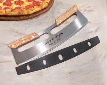 Custom Name Personalized Pizza Rocker Cutter Tool Blade Custom Cooking Gift Father's day For Dad, Him, Family Wedding Couple Pizza oven Gift