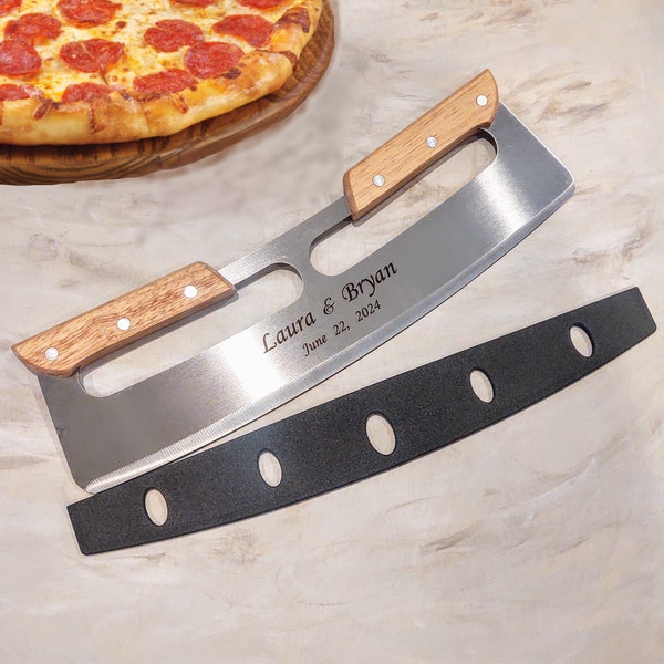 Custom Name Personalized Pizza Rocker Cutter Tool Blade Custom Cooking Gift Father's day For Dad, Him, Family Wedding Couple Pizza oven Gift