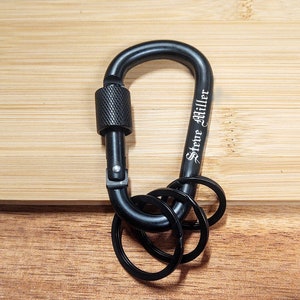 Custom Name Personalized CARABINER Engraved Keyring Keychain Groomsmen Gifts for Him Her Dad Boyfriend Hiking Outdoor Backpack Water bottle