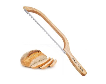 Wood Custom Name Personalized Wooden Bread Knife Bow Cutter SlicerTool Blade Sourdough Cooking Gift Mother's Day for Her, Grandma, Aunt
