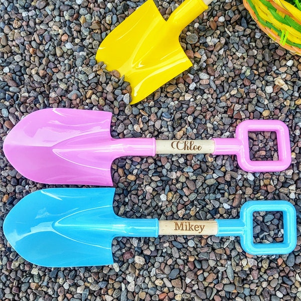 Personalized Custom Name Toddler, Child Toy Shovel Pink Blue Yellow Birthday Christmas Easter gift for Kids, Snow, Beach Sand, Soil garden