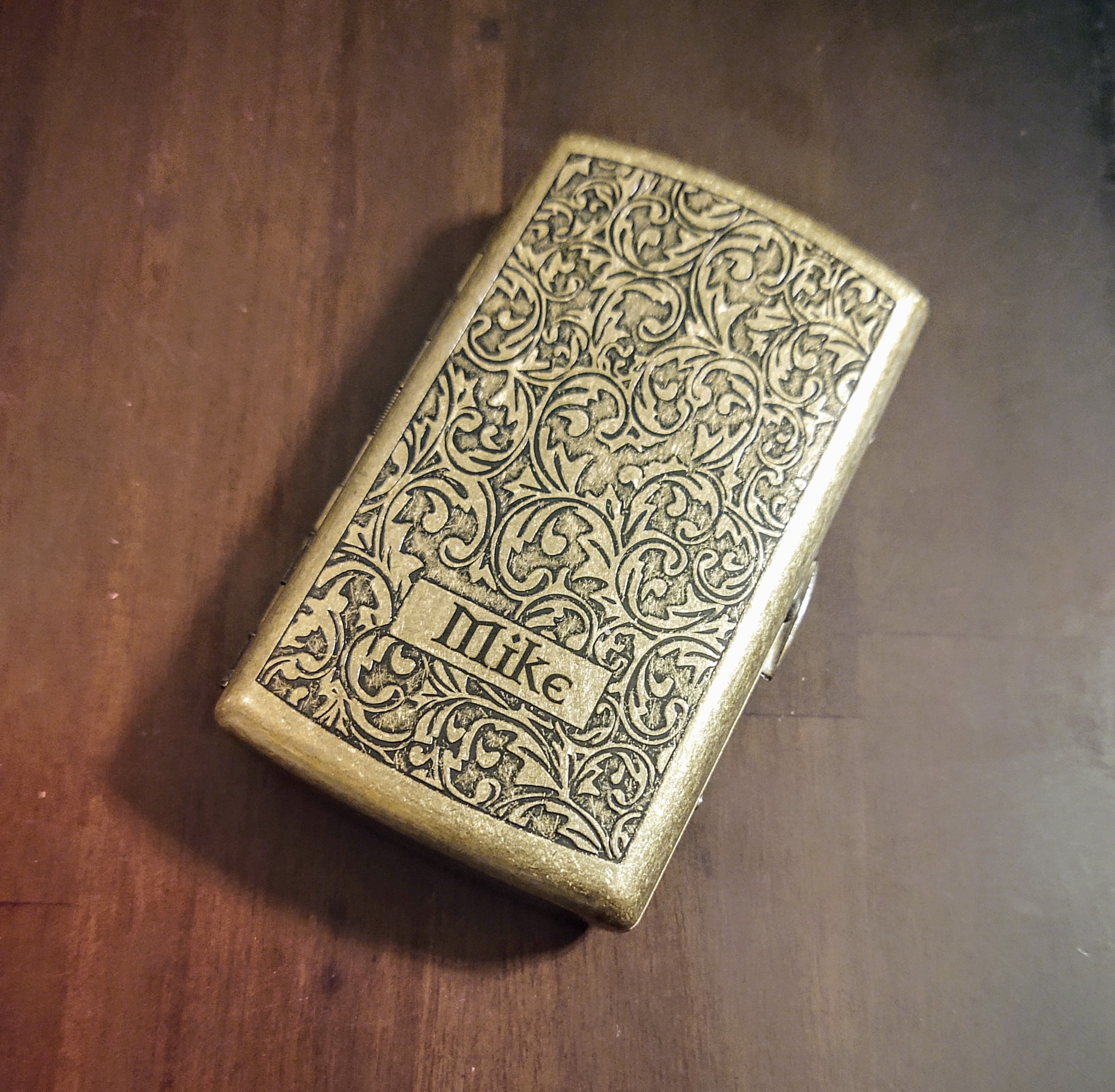 Custom Name Fancy Gold Bronze Personalized King Size CIGARETTE Metal Purse Case Holder Engraved Gifts for Her Him Birthday Christmas Gift