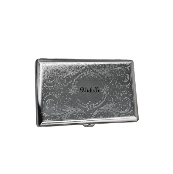 capri 120 cigarette case Custom Name Fancy Silver Personalized 120s Slim Long Size CIGARETTE Metal  Card Wallet Case Holder Engraved Gifts Her Him 120 Capri Size