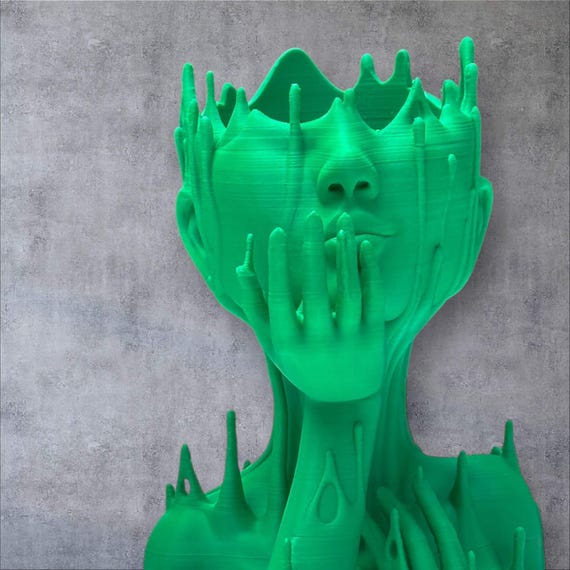Splash Melt Girl Planter | Unique 3D Printed Planter | Modern Art-Inspired Home Décor