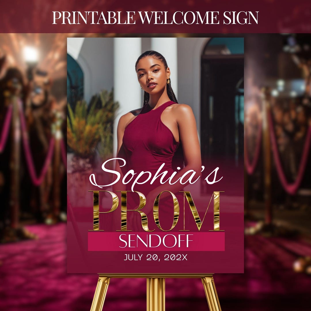 Prim Welcomesign Prom Send off Welcome Sign for Women, Maroon Red and Gold Celebration ...