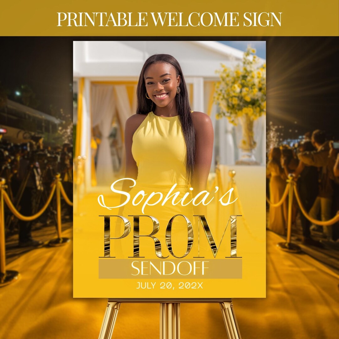 Prom Order Sign Prom Send off Welcome Sign for Women, Yellow and Gold Celebration Decor ...