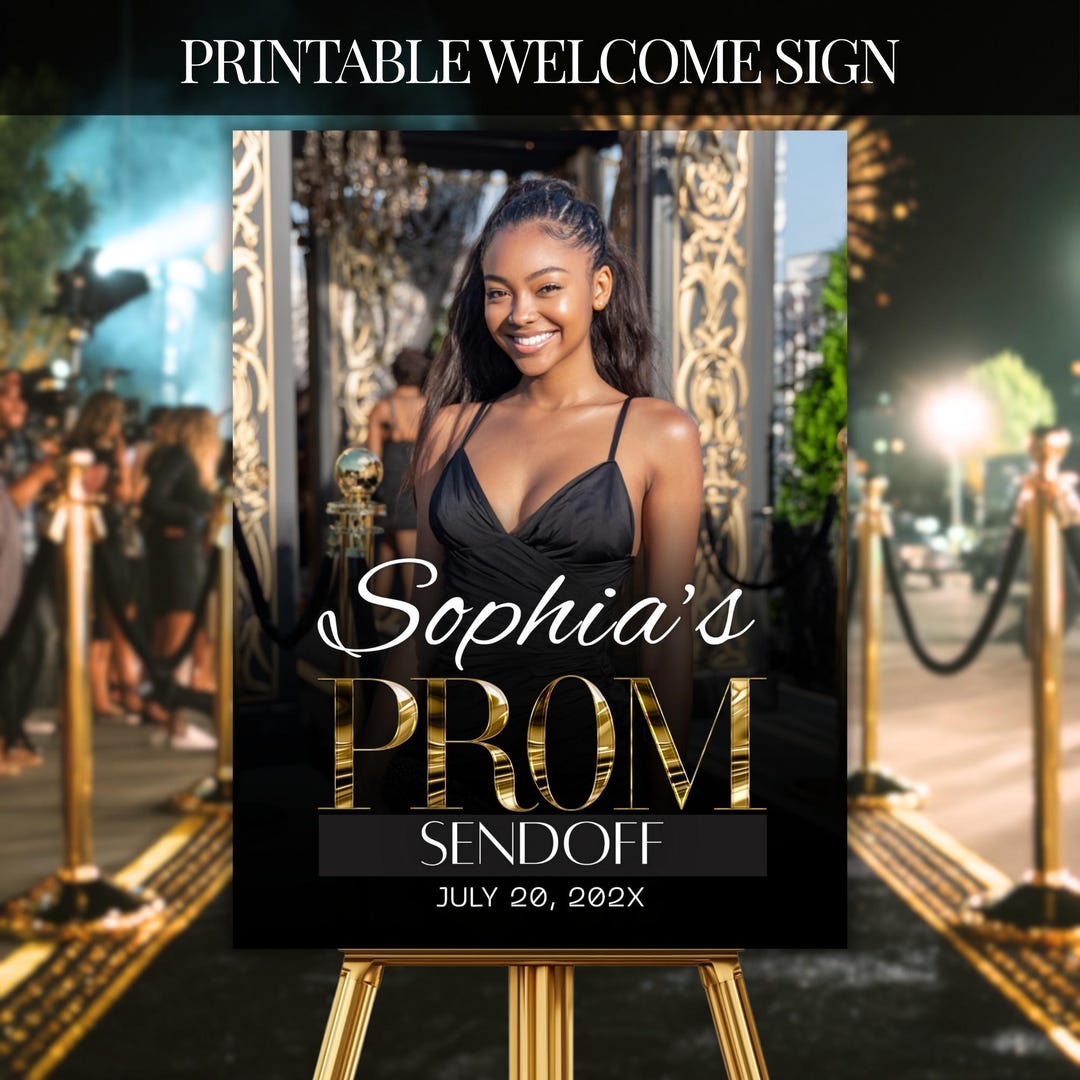 Prom Incoming Sign Prom Send off Welcome Sign for Women, Black and Gold Celebration Decor ...