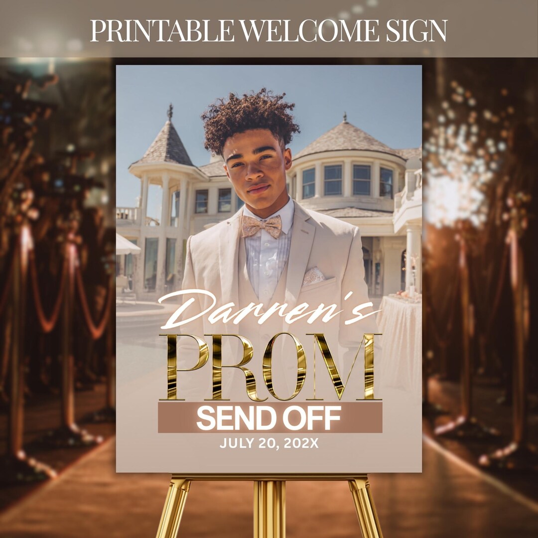 Elegant Prom Send off Welcome Sign, Tan Gold Welcome Board (digital ...