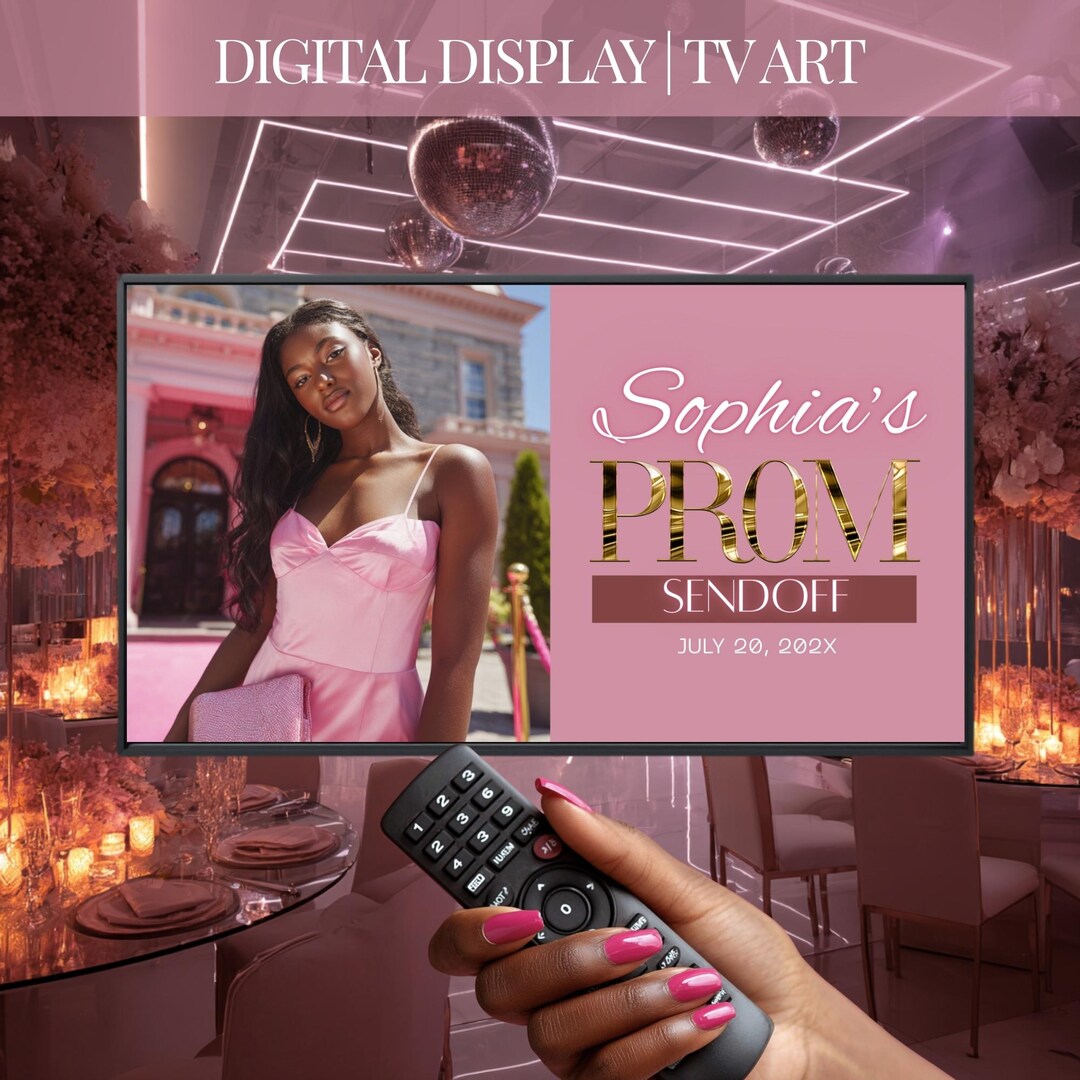 Prom Send off Screen, Frame TV Prom Screensaver, Pink Gold TV Display ...