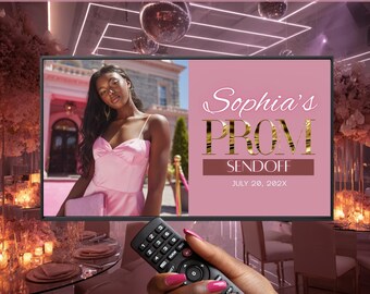 Prom Send Off Screen, Frame TV Prom Screensaver, Pink Gold TV Display, Prom Night Digital Download, Editable Template