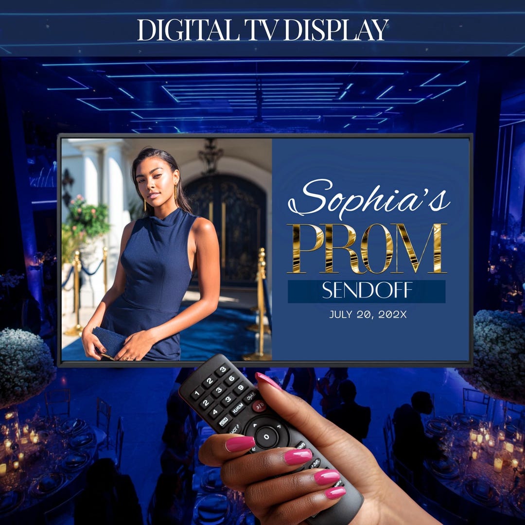 Prom Send off Screen, Frame TV Prom Screensaver, Navy Gold TV Display ...