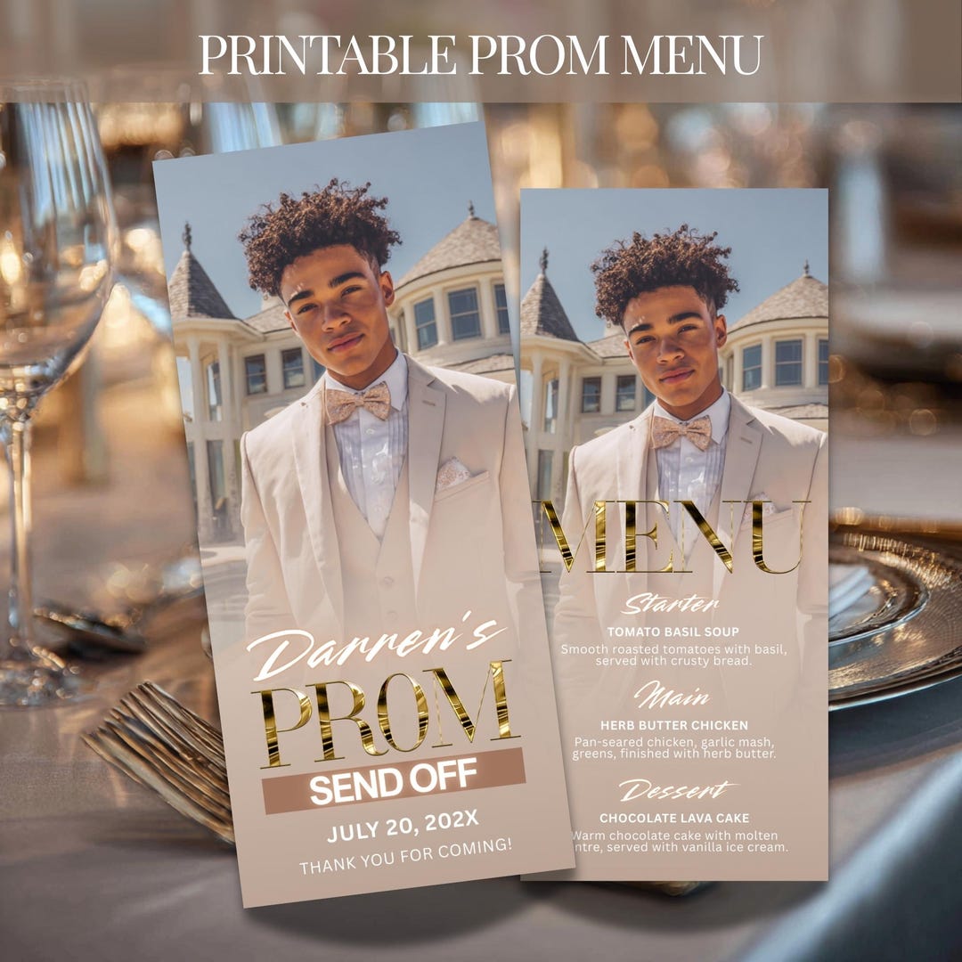 Prom Menu Italian Customizable Prom Menu, Tan and Gold Canva Template, Dinner Table Decor ...