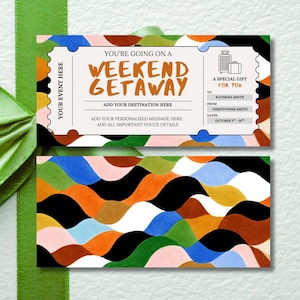 Weekend Getaway Gift Voucher, Editable Travel Gift Certificate, Printable Trip Away Coupon, Birthday Weekend Away Ticket, Heritage Theme