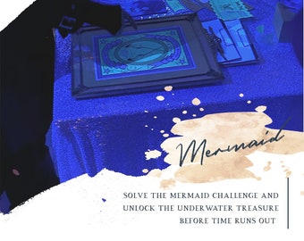 Mermaid Wizard Challenge Escape Room Game Kit: BLACKLIGHT REACTIVE CLUES