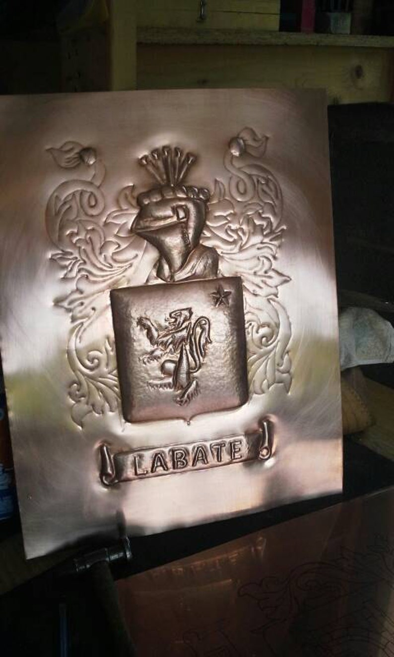 Family Crest Hammered Copper Heraldry or Anniversary Single Etsy
