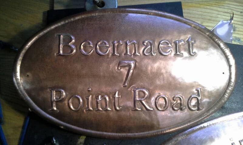 Hammered Copper Address Plaque