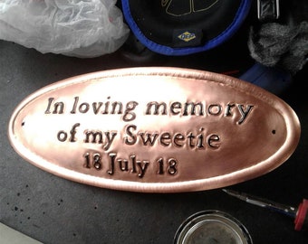 Personalized Hammered Copper Memorial Plaque