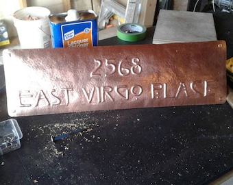 Copper Arts and Crafts House Address Plaque