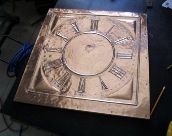 Custom Hammered Copper Clock Face