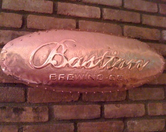 Custom Hand Hammered Copper Sign Brew Pub Sign