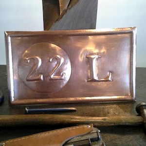 Hammered Copper House Number 2 Digit With Monogram