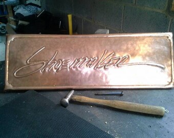 Hand Hammered Copper Plaque Business SIgn