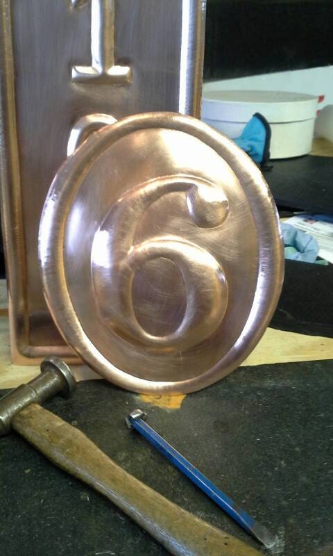 Hammered Copper House Number one number | Etsy