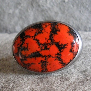 Enamel Ring - Red Enamel Ring - Red and Black Enamel Ring - Enamel Silver Ring - Enamel Jewelry - Enamel Sterling Silver Ring - US Size 6