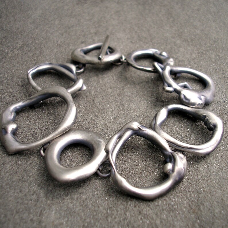 Sterling Silver Link Bracelet Handmade Links Organic Etsy