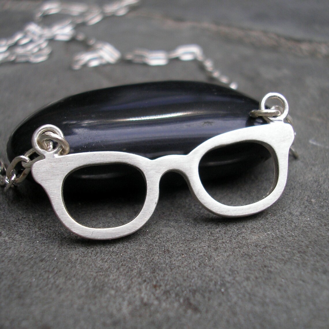 Geek Glasses Necklace Silver Nerd Glasses Pendant Sterling Etsy